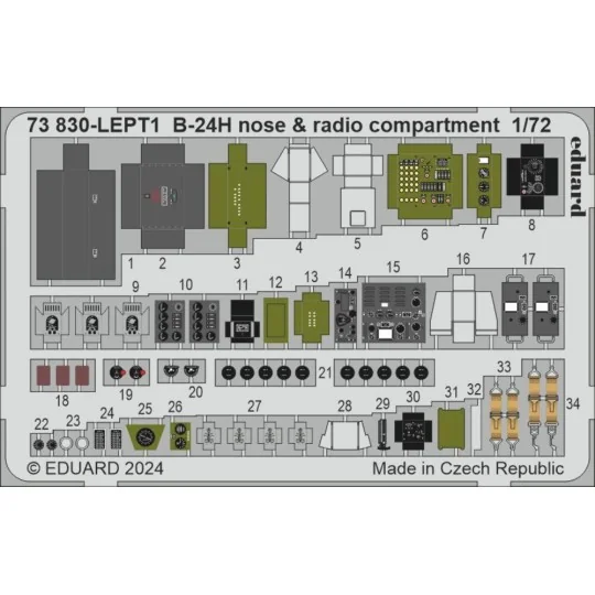 B-24H nose & radio compartment, 1/72 - Eduard Accessories 73830