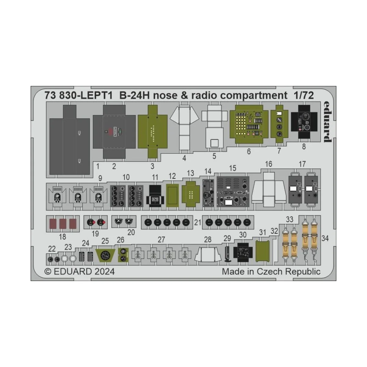 B-24H nose & radio compartment, 1/72 - Eduard Accessories 73830
