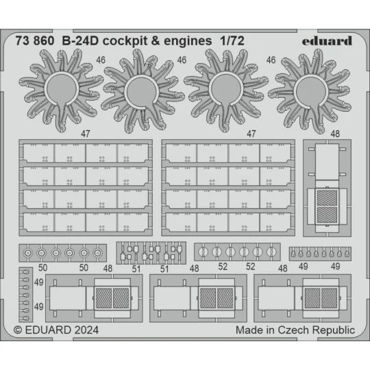 B-24D cockpit & engines for Airfix, 1/72 - Eduard Accessories 73860