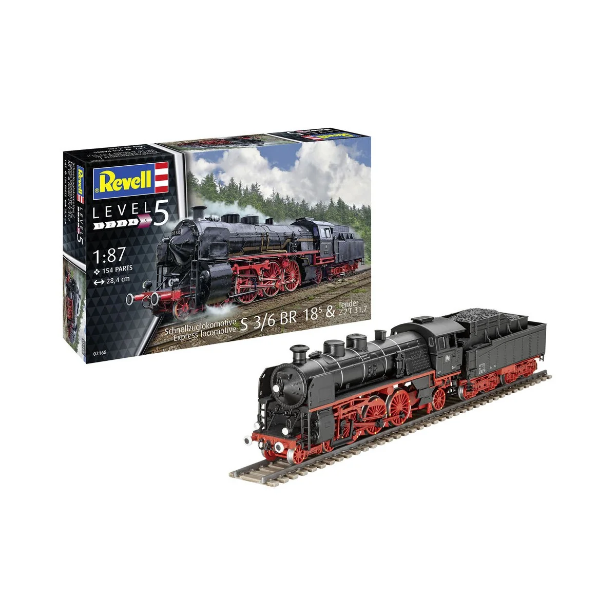 Schnellzuglokomotive S3/6 BR18(5) mit Tender 2‘2’T, 1/87 - Revell 0...