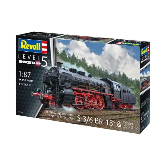 Schnellzuglokomotive S3/6 BR18(5) mit Tender 2‘2’T, 1/87 - Revell 0...