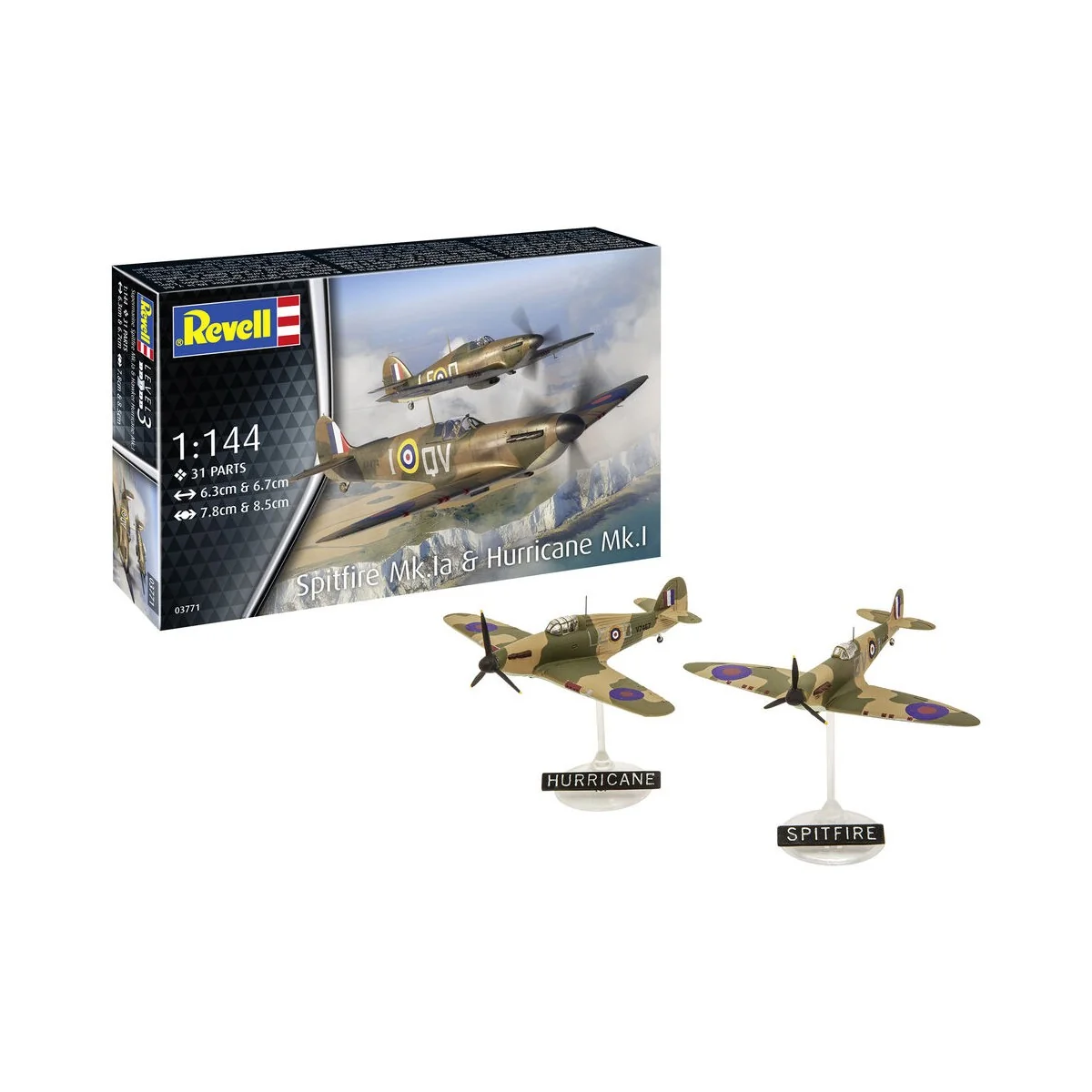 Supermarine Spitfire Mk.Ia & Hawker Hurricane Mk.I, 1/144 - Revell ...