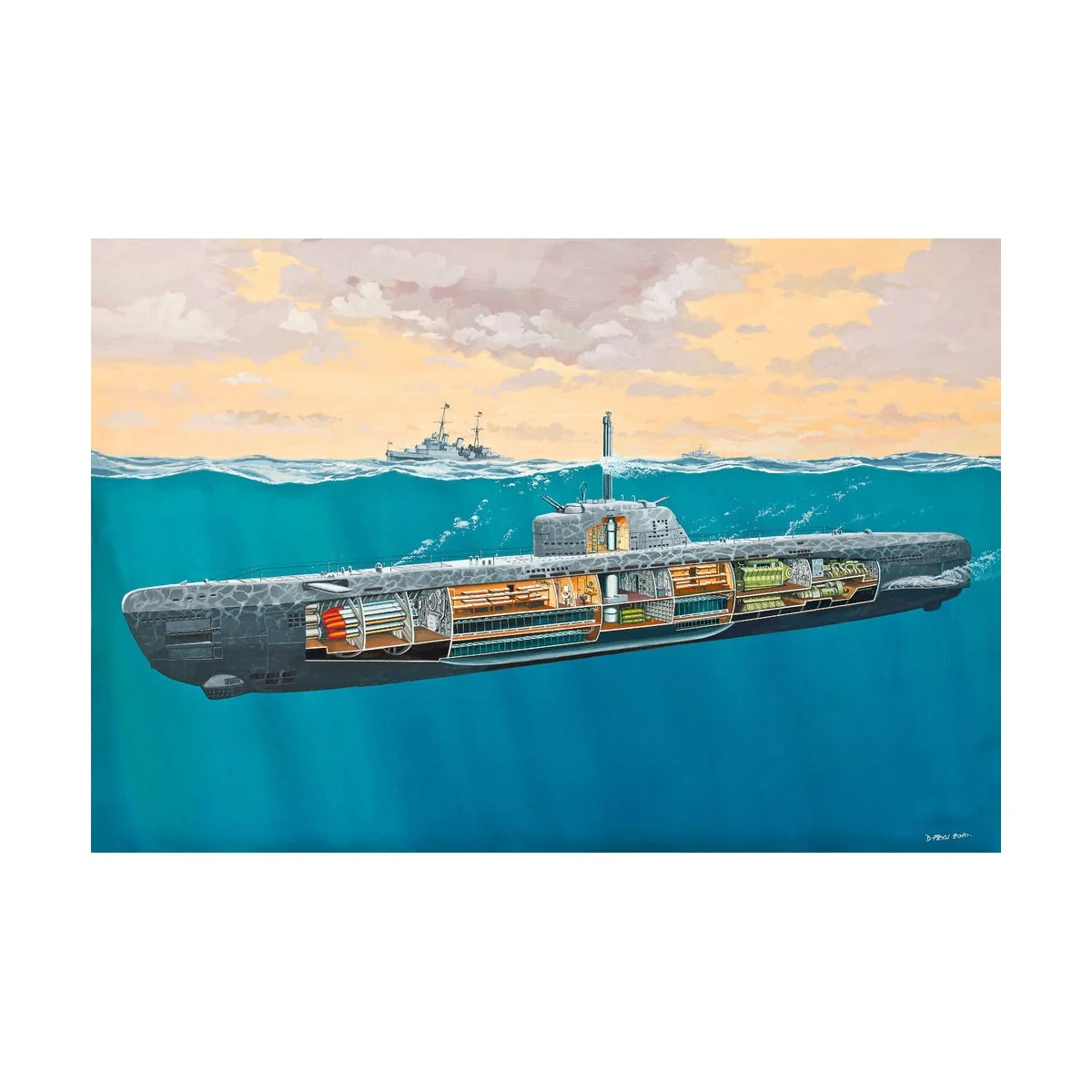 U-Boot Typ XXI U 2540 &Interieur, 1/144 - Revell 05078