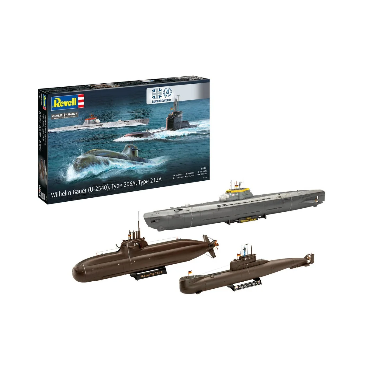 70 Jahre Bundeswehr:Wilhelm Bauer, Type 206A, Class2, 1/144 - Revel...