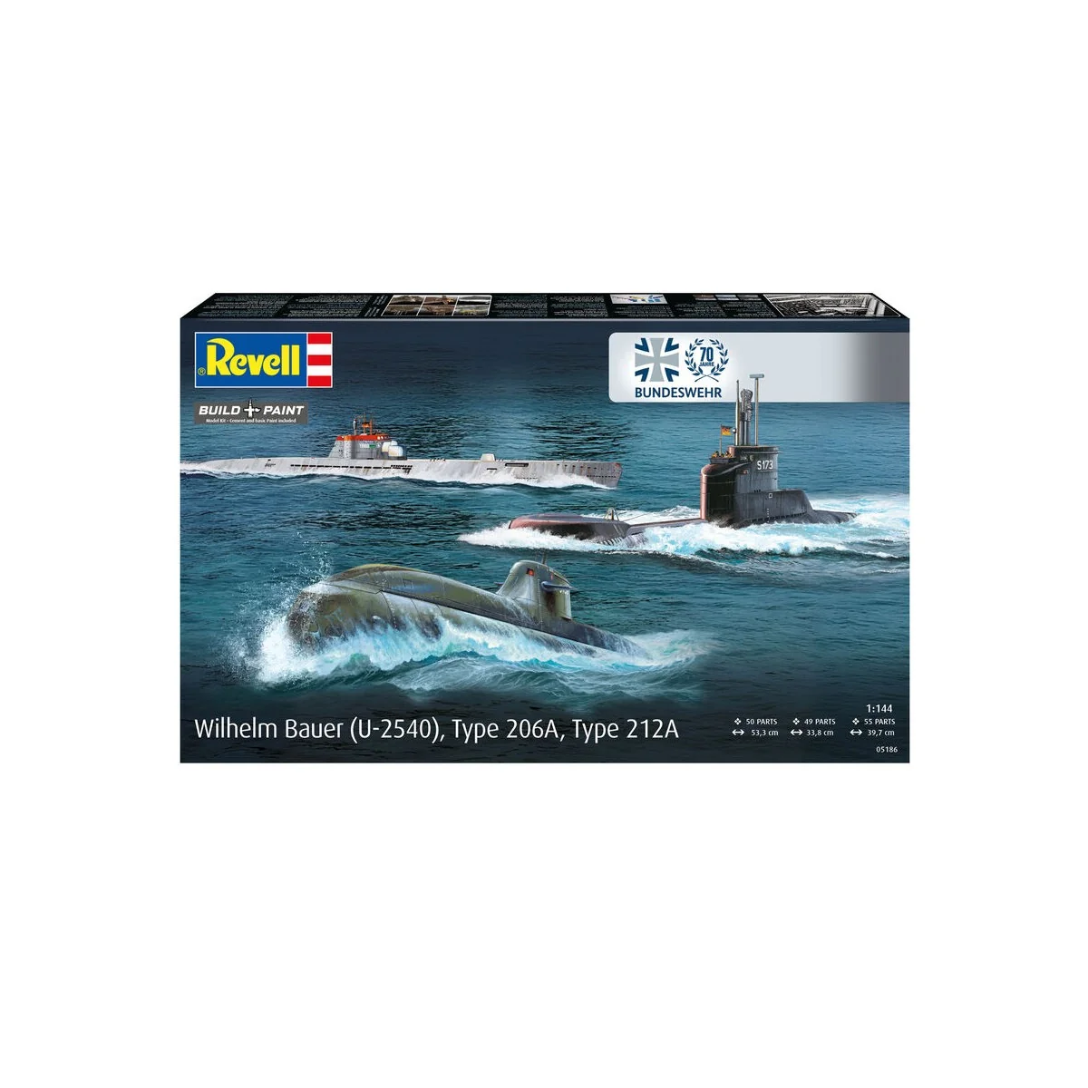 70 Jahre Bundeswehr:Wilhelm Bauer, Type 206A, Class2, 1/144 - Revel...