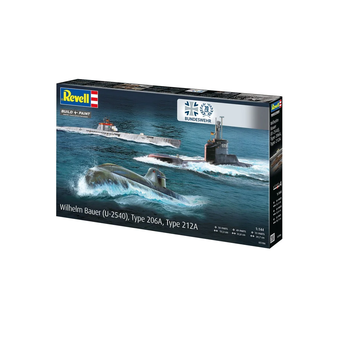 70 Jahre Bundeswehr:Wilhelm Bauer, Type 206A, Class2, 1/144 - Revel...