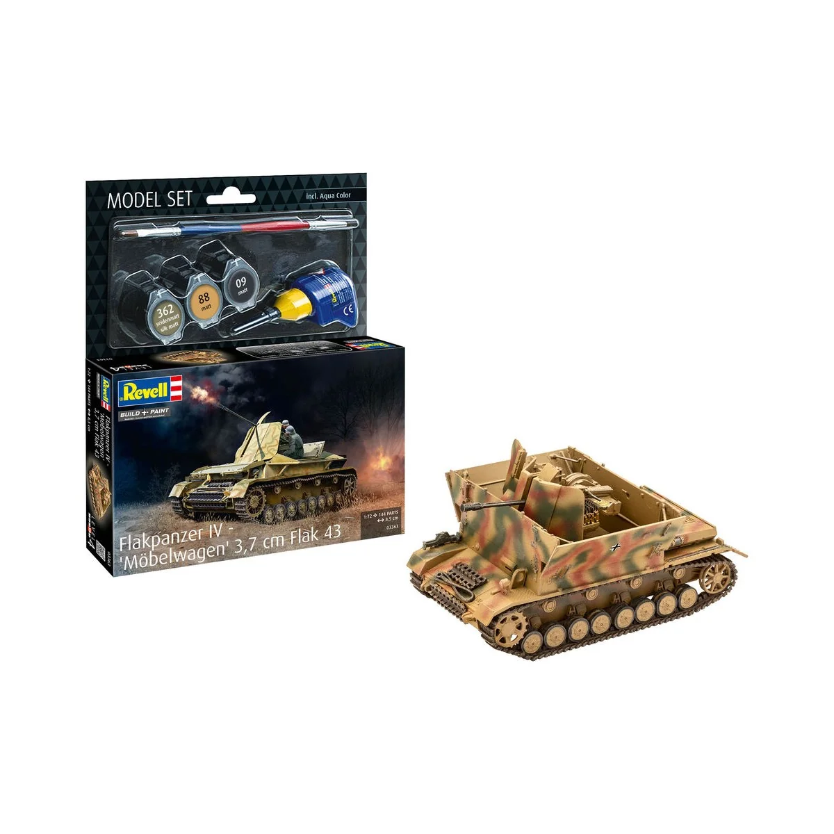 Model Set Flakpanzer IV Möbelwagen 3.7cm Flak, 1/72 - Revell 63363