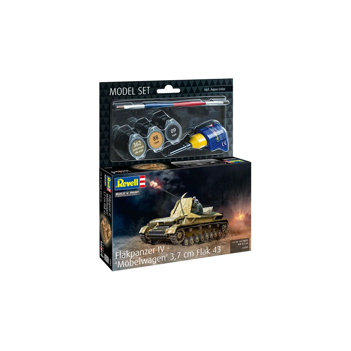 Model Set Flakpanzer IV Möbelwagen 3.7cm Flak, 1/72 - Revell 63363
