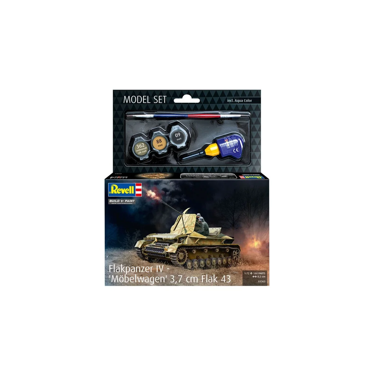 Model Set Flakpanzer IV Möbelwagen 3.7cm Flak, 1/72 - Revell 63363