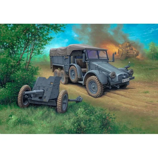 Starter Kit Krupp Protze KFZ 69 with 3, 7cm Pak, 1/76 - Revell 73344