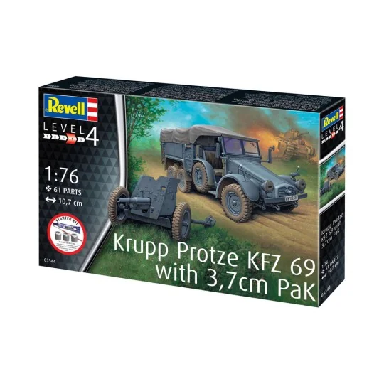 Starter Kit Krupp Protze KFZ 69 with 3, 7cm Pak, 1/76 - Revell 73344