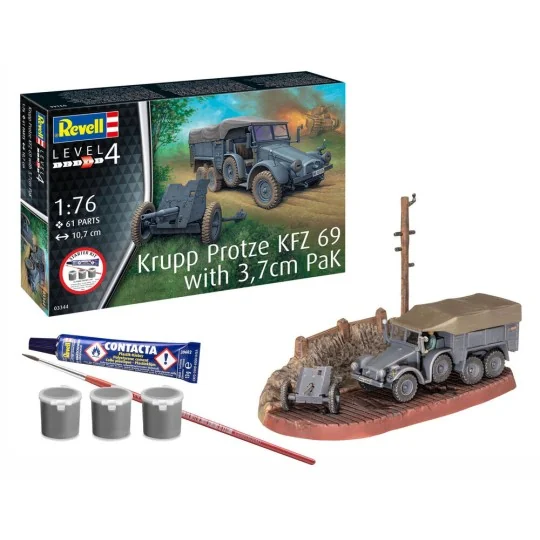 Starter Kit Krupp Protze KFZ 69 with 3, 7cm Pak, 1/76 - Revell 73344