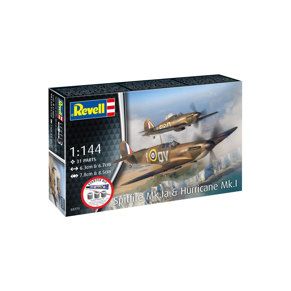 Starter Kit Spitfire Mk.Ia & Hurricane Mk.I, 1/144 - Revell 73771