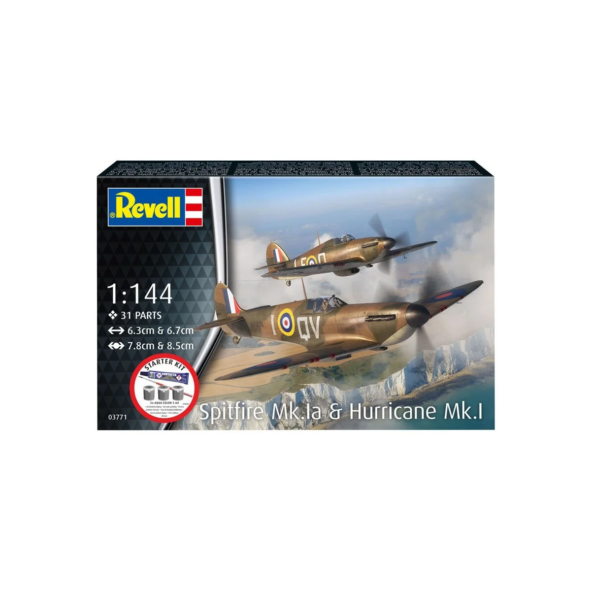 Starter Kit Spitfire Mk.Ia & Hurricane Mk.I, 1/144 - Revell 73771
