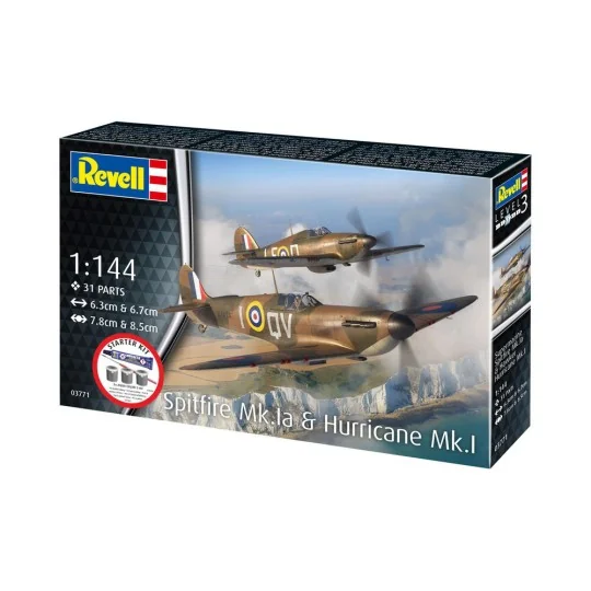 Starter Kit Spitfire Mk.Ia & Hurricane Mk.I, 1/144 - Revell 73771