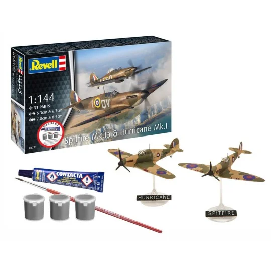 Starter Kit Spitfire Mk.Ia & Hurricane Mk.I, 1/144 - Revell 73771