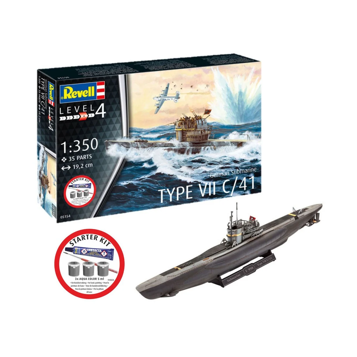 Starter Kit German Submarine Type VII C/41, 1/350 - Revell 75154