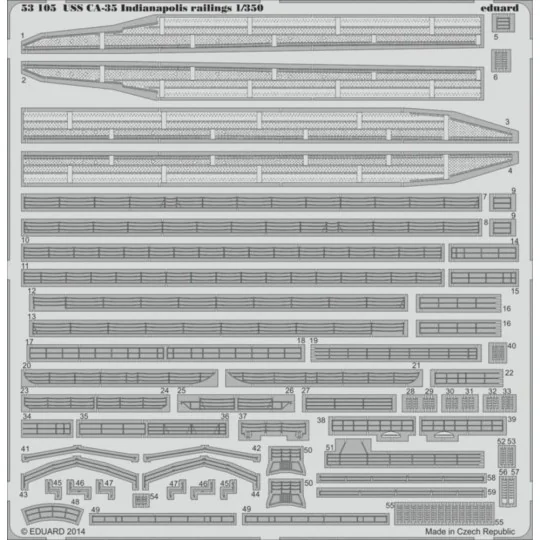 USS CA-35 Indianapolis railings f.Academ - Eduard Accessories 53105