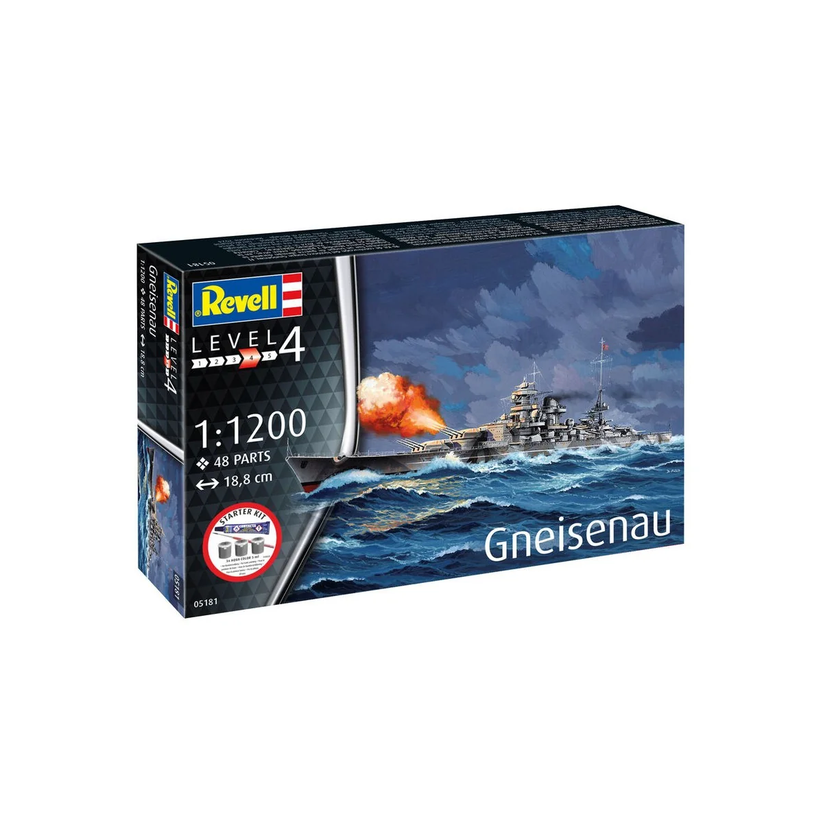 Starter Kit Battleship Gneisenau, 1/1200 - Revell 75181
