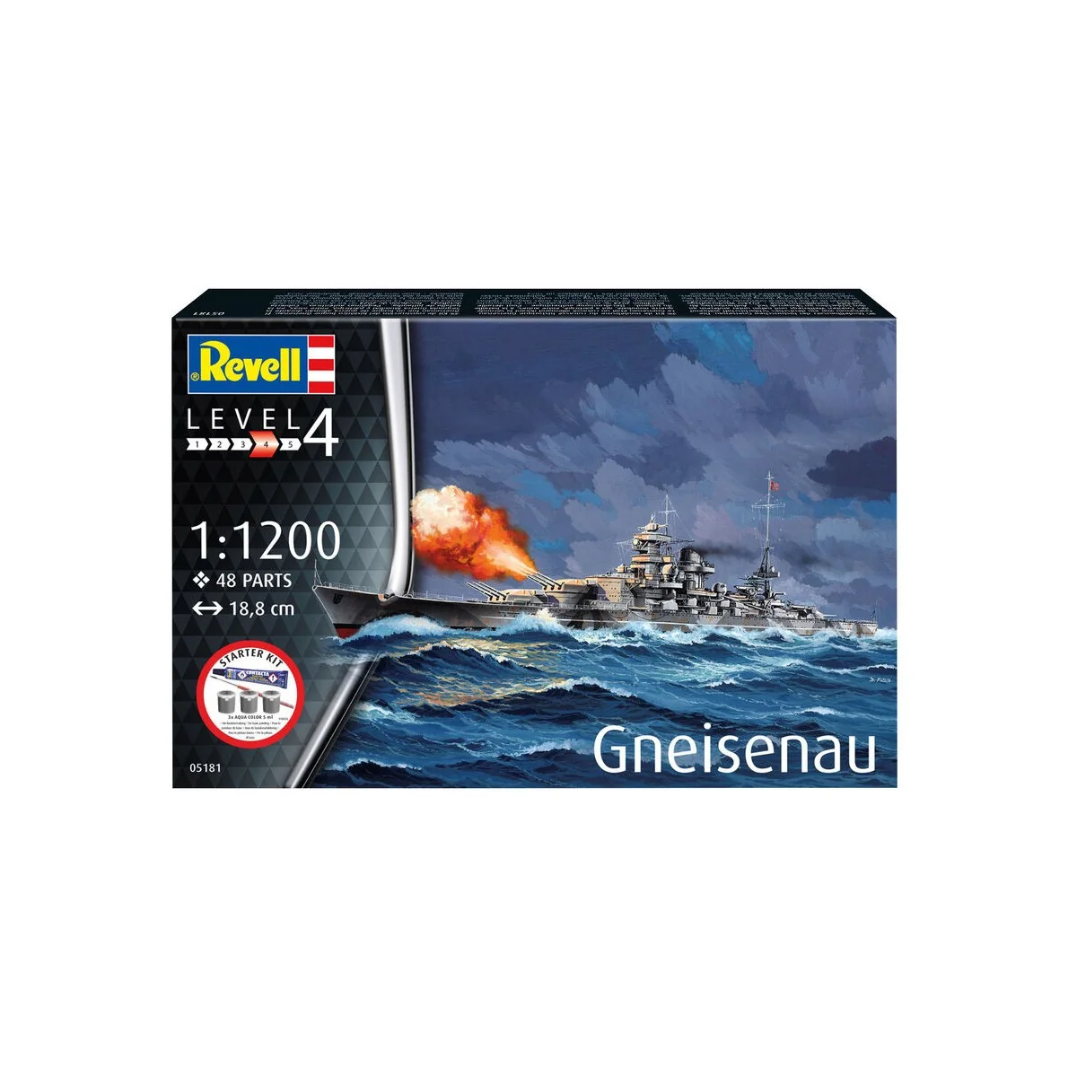 Starter Kit Battleship Gneisenau, 1/1200 - Revell 75181