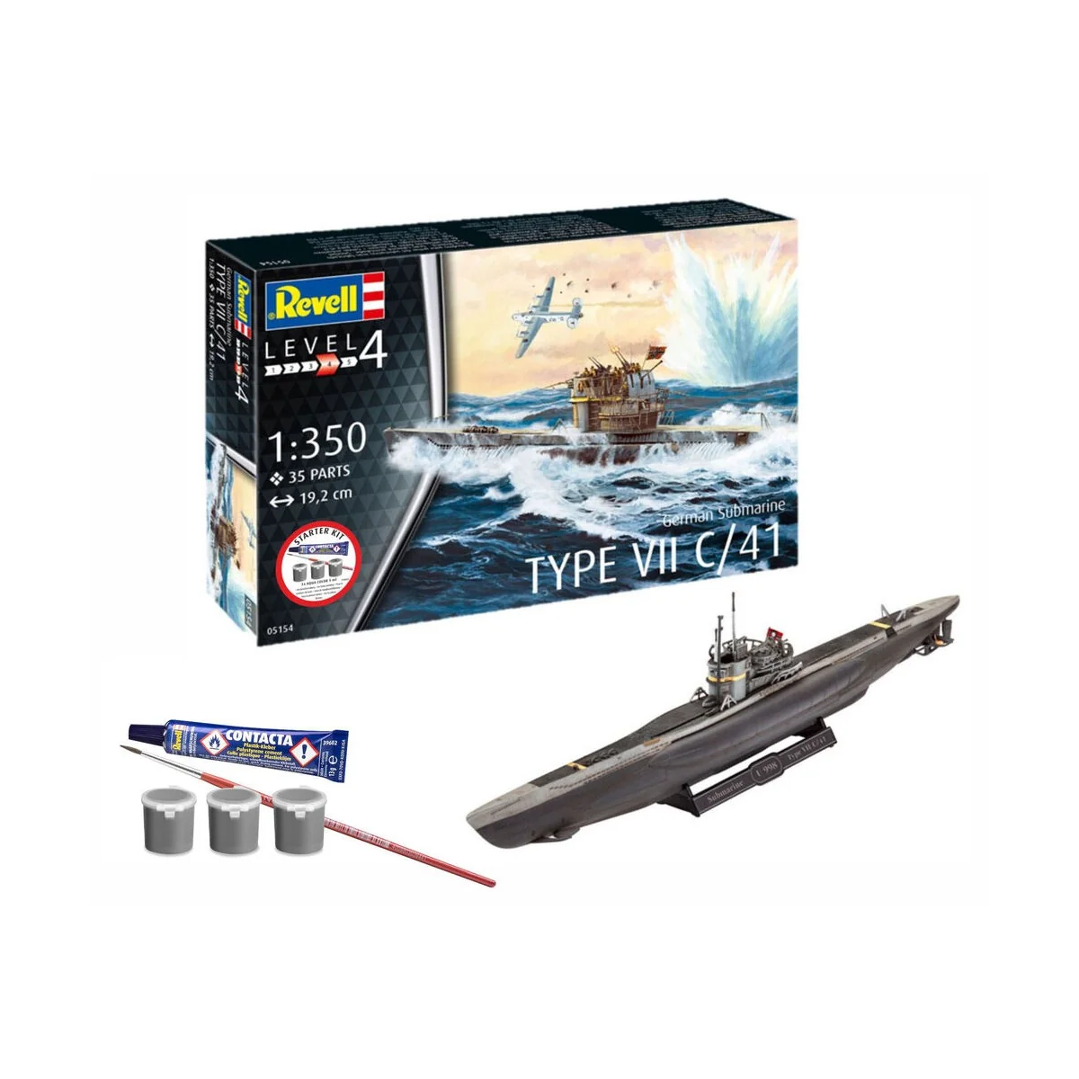 Starter Kit German Submarine Type VII C/41, 1/350 - Revell 75154