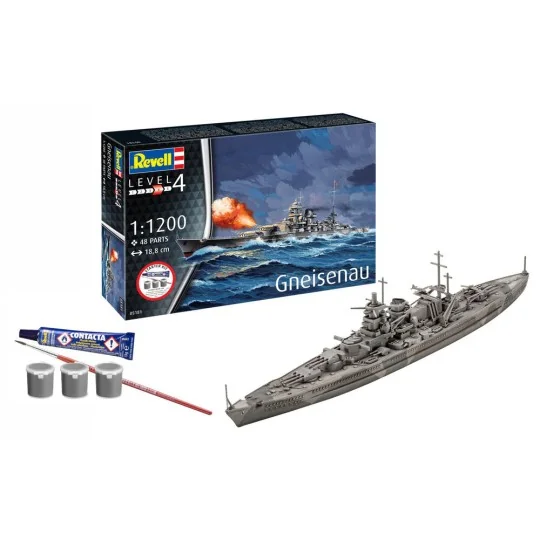 Starter Kit Battleship Gneisenau, 1/1200 - Revell 75181