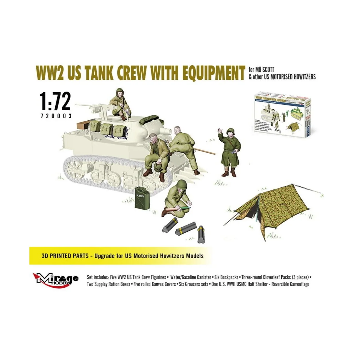WW2 US TANK CREW WITH EQUIPMENT for M8 SCOTT & other US MOTORISED H...