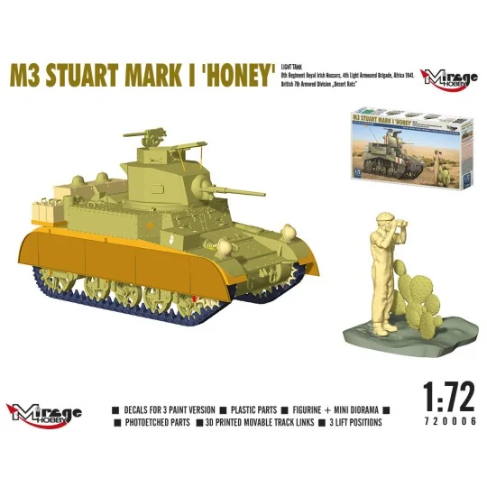 M3 STUART Mk I ´HONEY´ light tank, 1/72 - Mirage Hobby 720006
