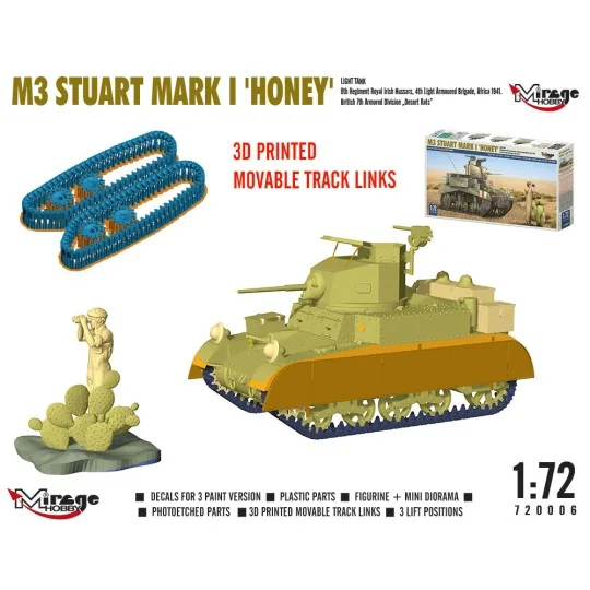 M3 STUART Mk I ´HONEY´ light tank, 1/72 - Mirage Hobby 720006