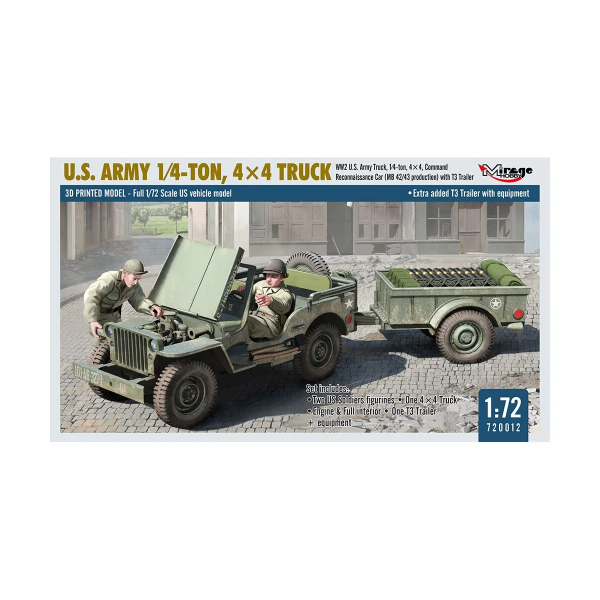U.S. ARMY 1?4?TON, 4×4 TRUCK, 1/72 - Mirage Hobby 720012