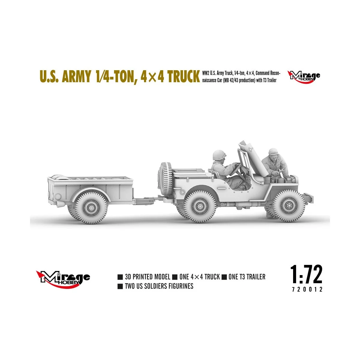 U.S. ARMY 1?4?TON, 4×4 TRUCK, 1/72 - Mirage Hobby 720012