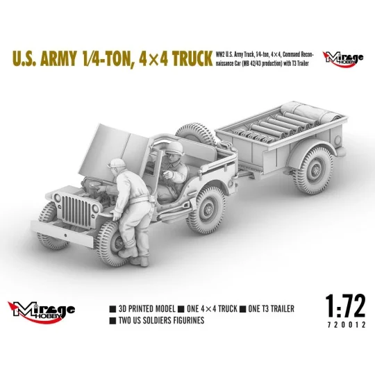 U.S. ARMY 1?4?TON, 4×4 TRUCK, 1/72 - Mirage Hobby 720012