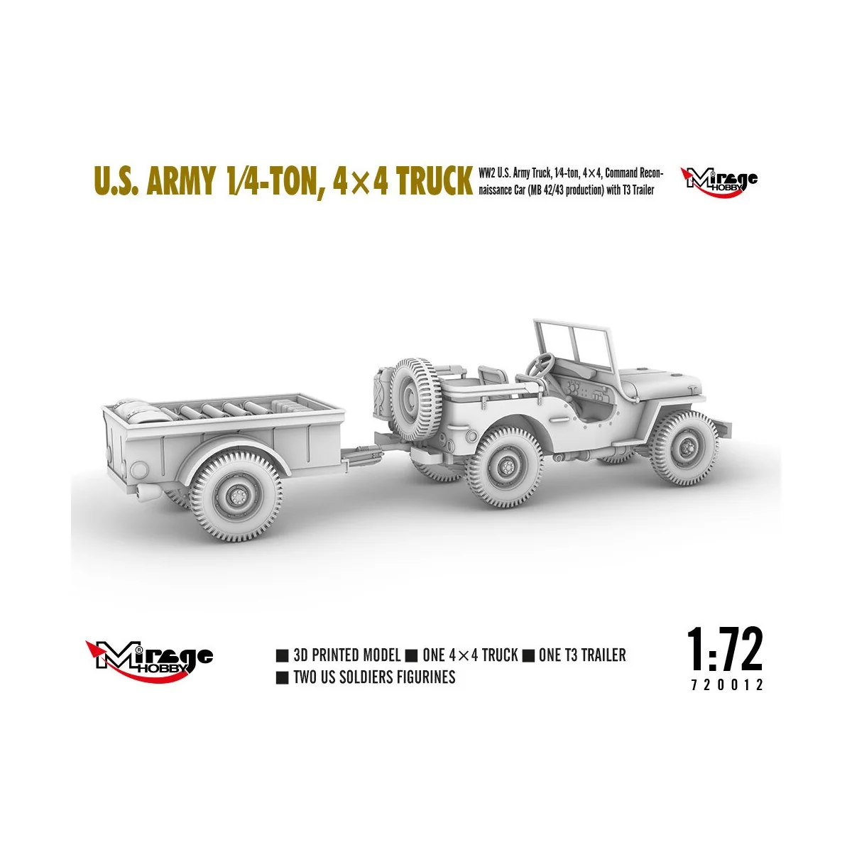 U.S. ARMY 1?4?TON, 4×4 TRUCK, 1/72 - Mirage Hobby 720012