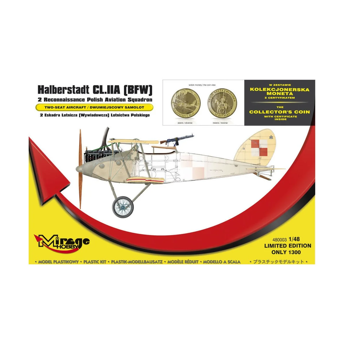 Halberstadt CL.IIA(BFW) 2 Recinnais.poli, 1/48 - Mirage Hobby 480003