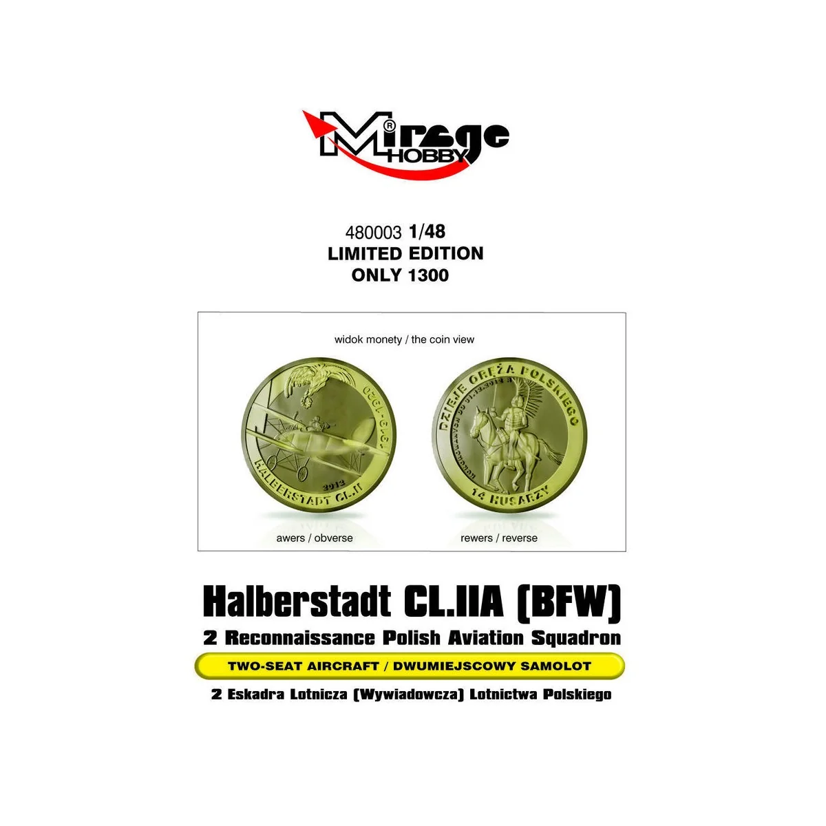 Halberstadt CL.IIA(BFW) 2 Recinnais.poli, 1/48 - Mirage Hobby 480003