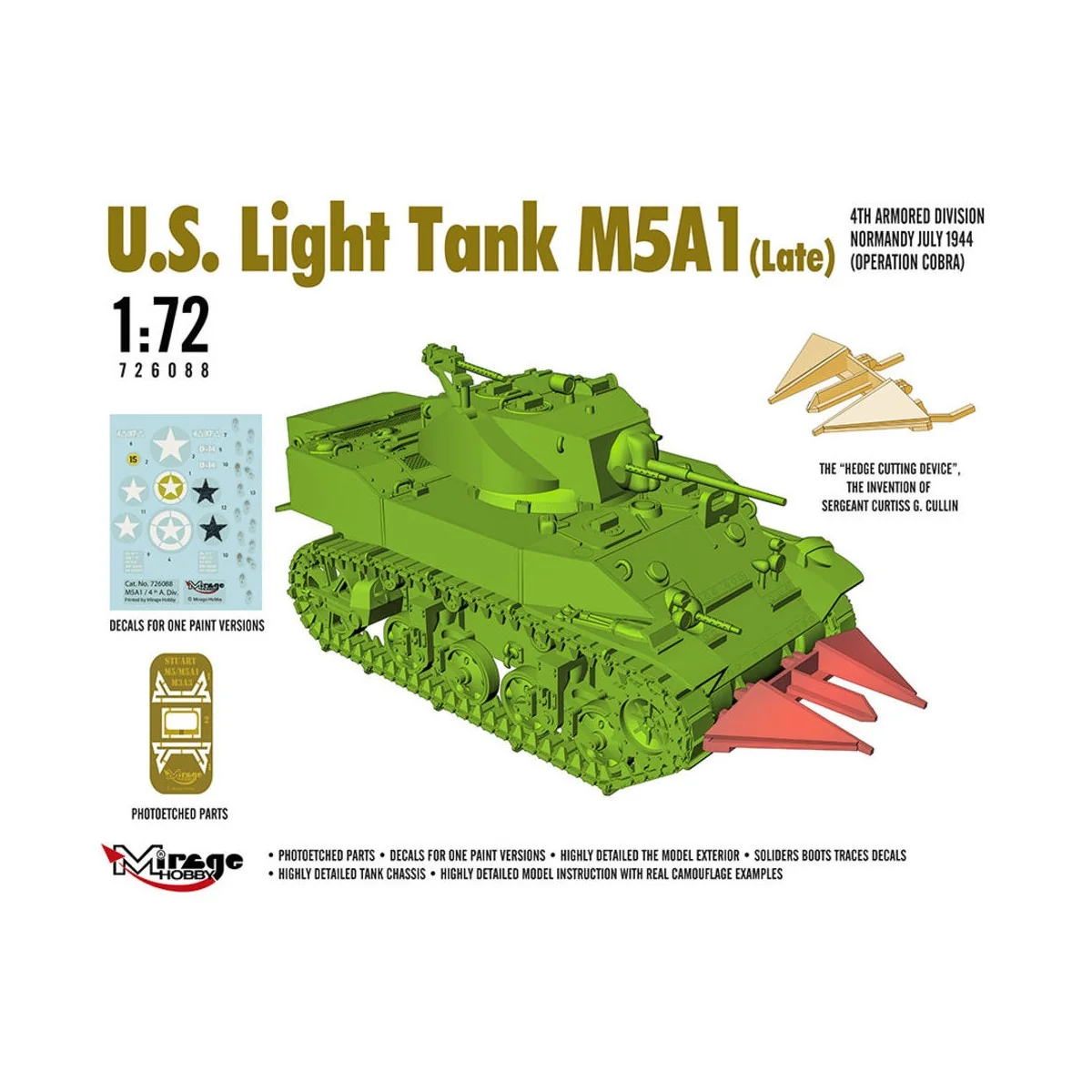 U.S. Light Tank M5A1 (Late), 1/72 - Mirage Hobby 726088