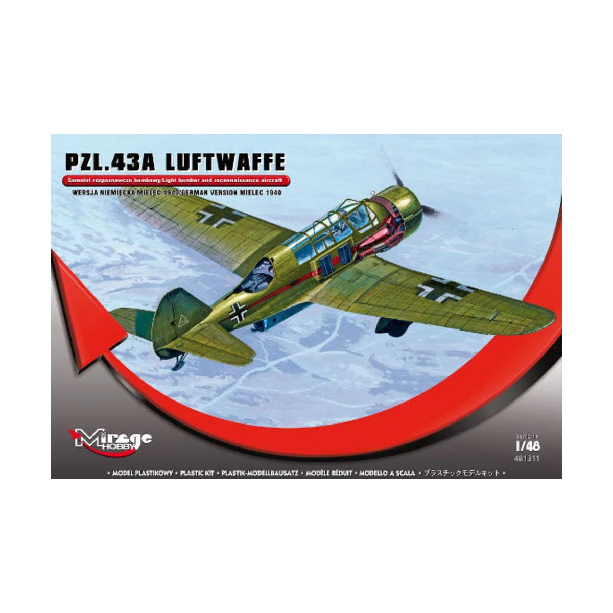 PZL.43A Luftwaffe Germ.Vers. MIELEC 1940, 1/48 - Mirage Hobby 481311