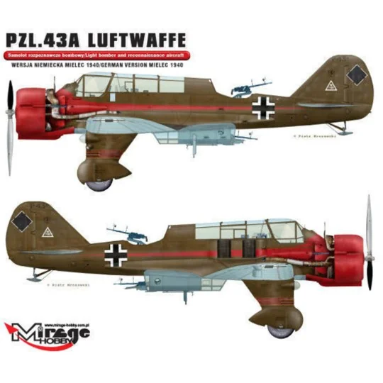 PZL.43A Luftwaffe Germ.Vers. MIELEC 1940, 1/48 - Mirage Hobby 481311