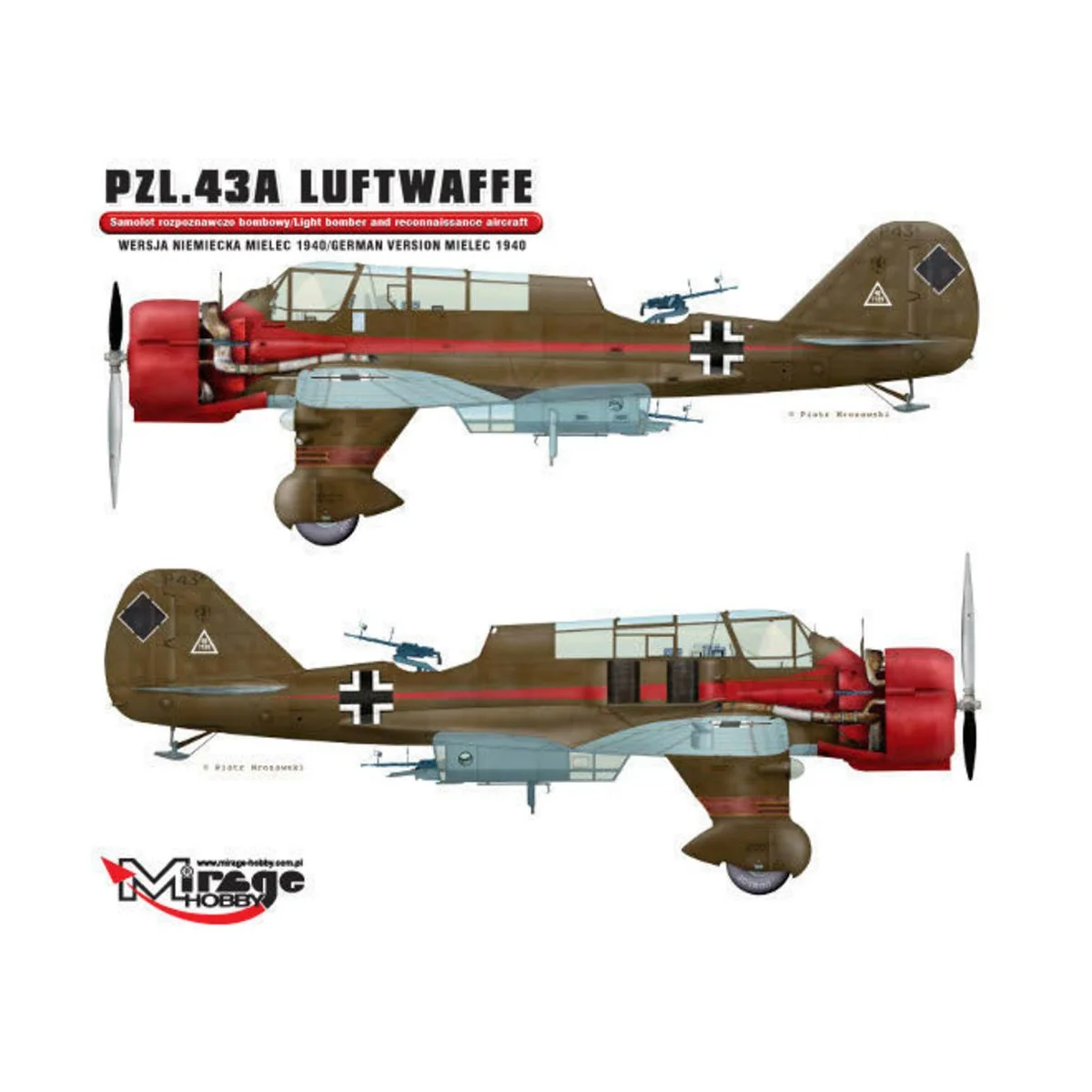 PZL.43A Luftwaffe Germ.Vers. MIELEC 1940, 1/48 - Mirage Hobby 481311