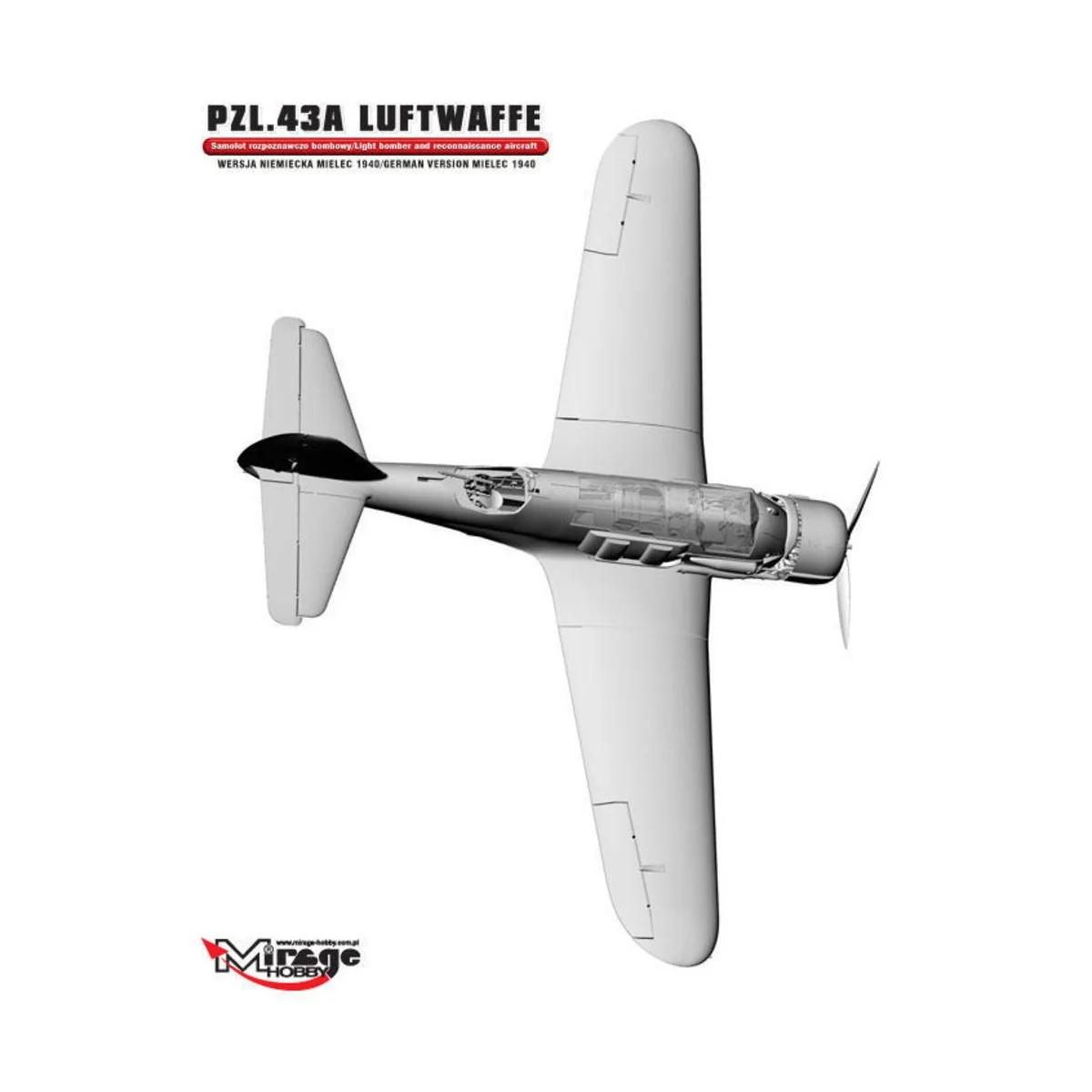 PZL.43A Luftwaffe Germ.Vers. MIELEC 1940, 1/48 - Mirage Hobby 481311