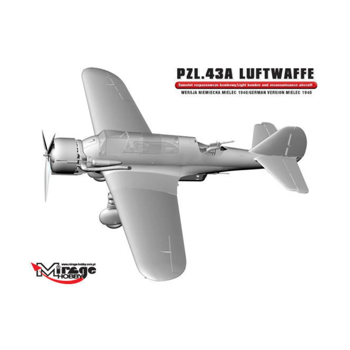 PZL.43A Luftwaffe Germ.Vers. MIELEC 1940, 1/48 - Mirage Hobby 481311