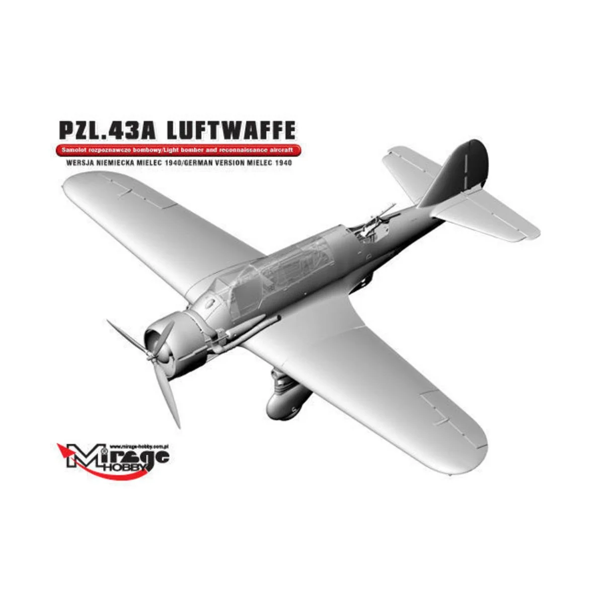 PZL.43A Luftwaffe Germ.Vers. MIELEC 1940, 1/48 - Mirage Hobby 481311