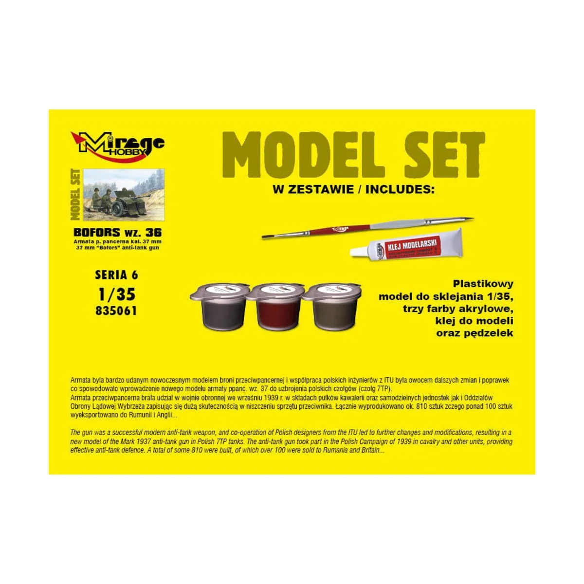 37mm BOFORS wz 36 anti tank gun(ModelSet, 1/35 - Mirage Hobby 835061