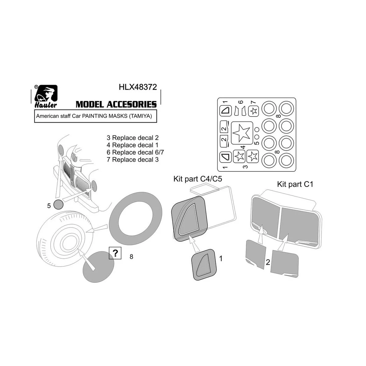American staff Car PAINTING MASKS (TAMIYA), 1/48 - Hauler HLX48372