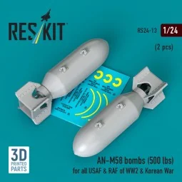 AN-M58 bombs (500 lbs) for all USAF & RAF of WW2 & Korean War (2 pc...