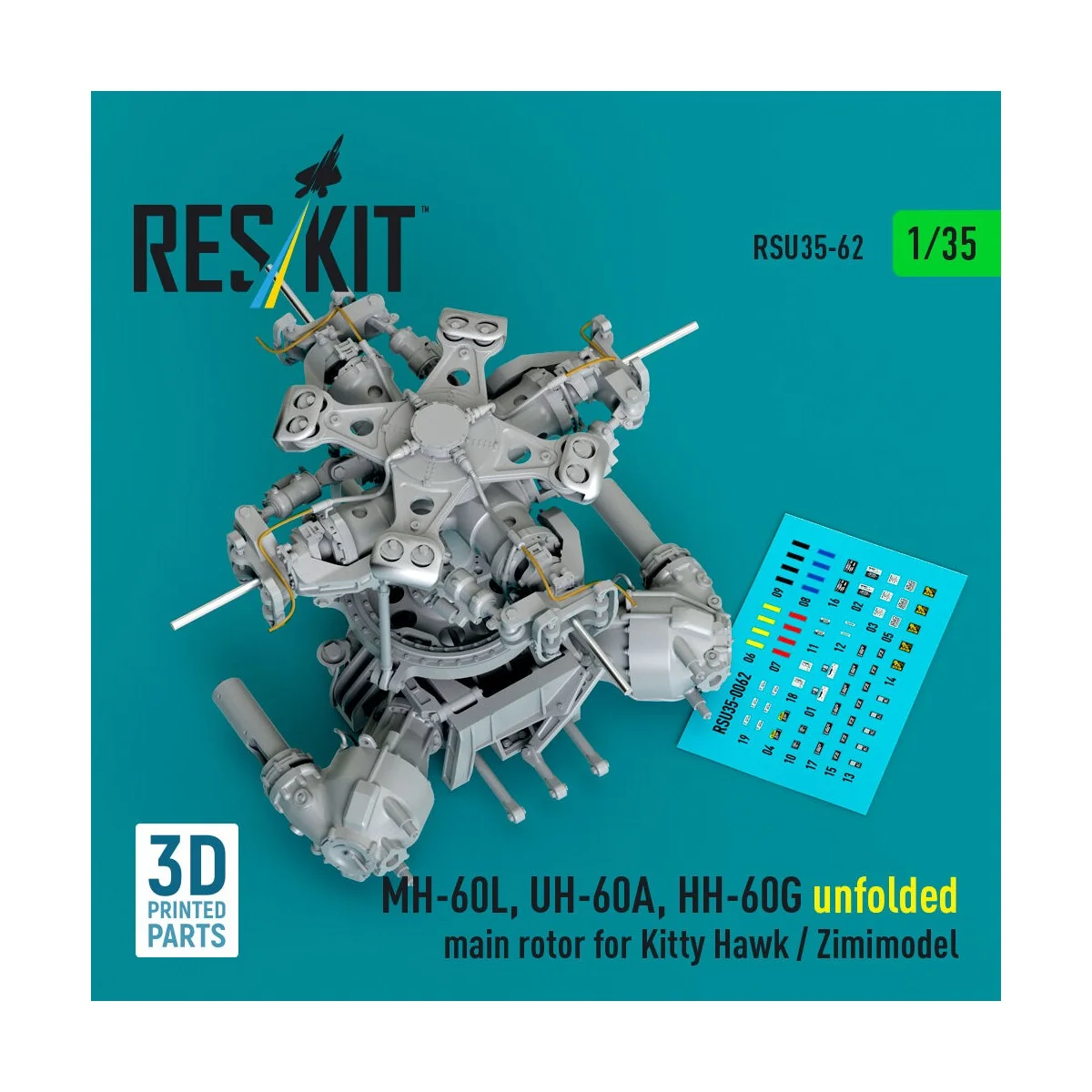 MH-60L, UH-60A, HH-60G unfolded main rotor for Kitty Hawk / Zimimod...