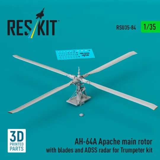AH-64A Apache main rotor with blades and ADSS radar for Trumpeter k...