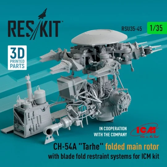 CH-54A Tarhe folded main rotor with blade fold restraint systems fo...