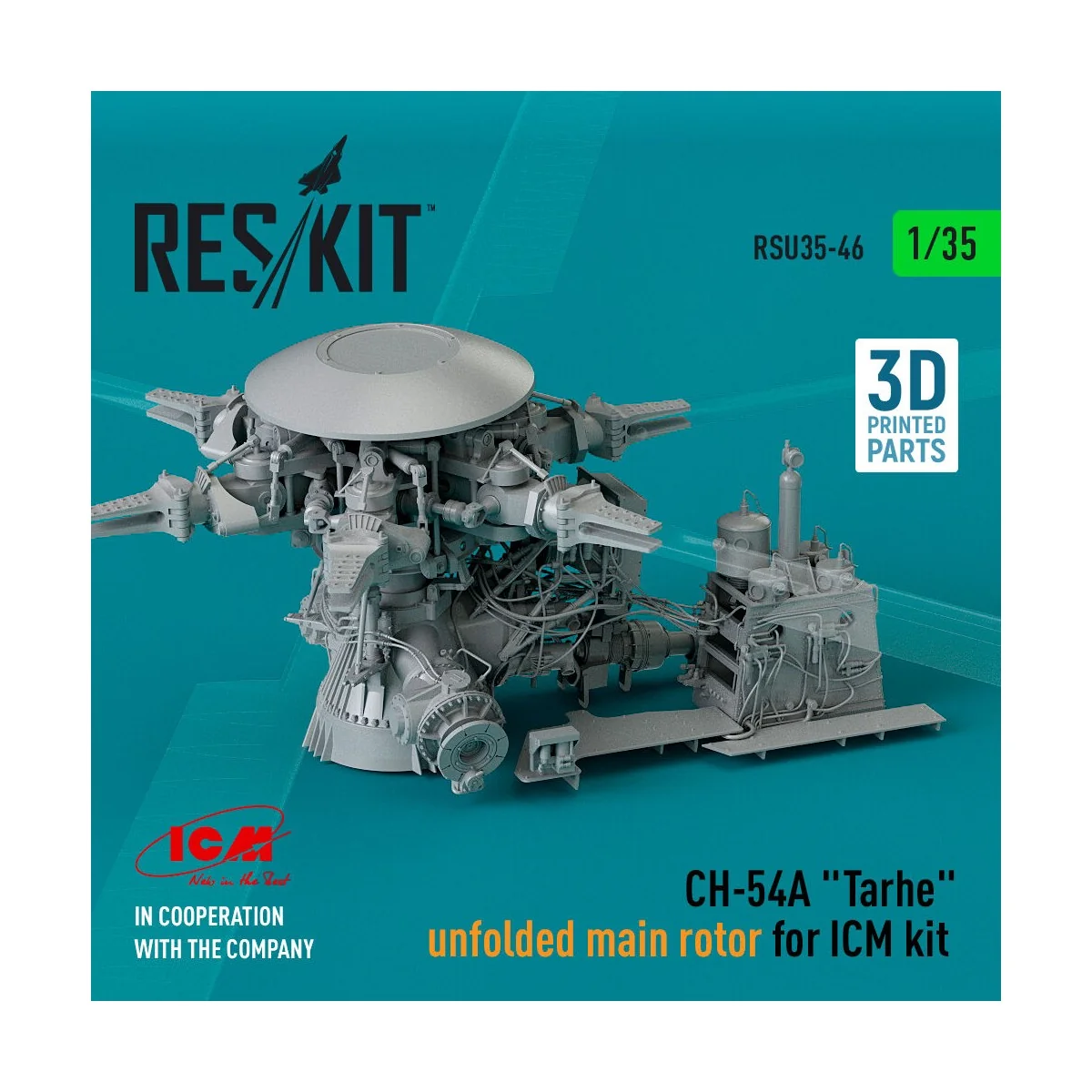 CH-54A Tarhe unfolded main rotor for ICM kit (3D Printed), 1/35 - R...