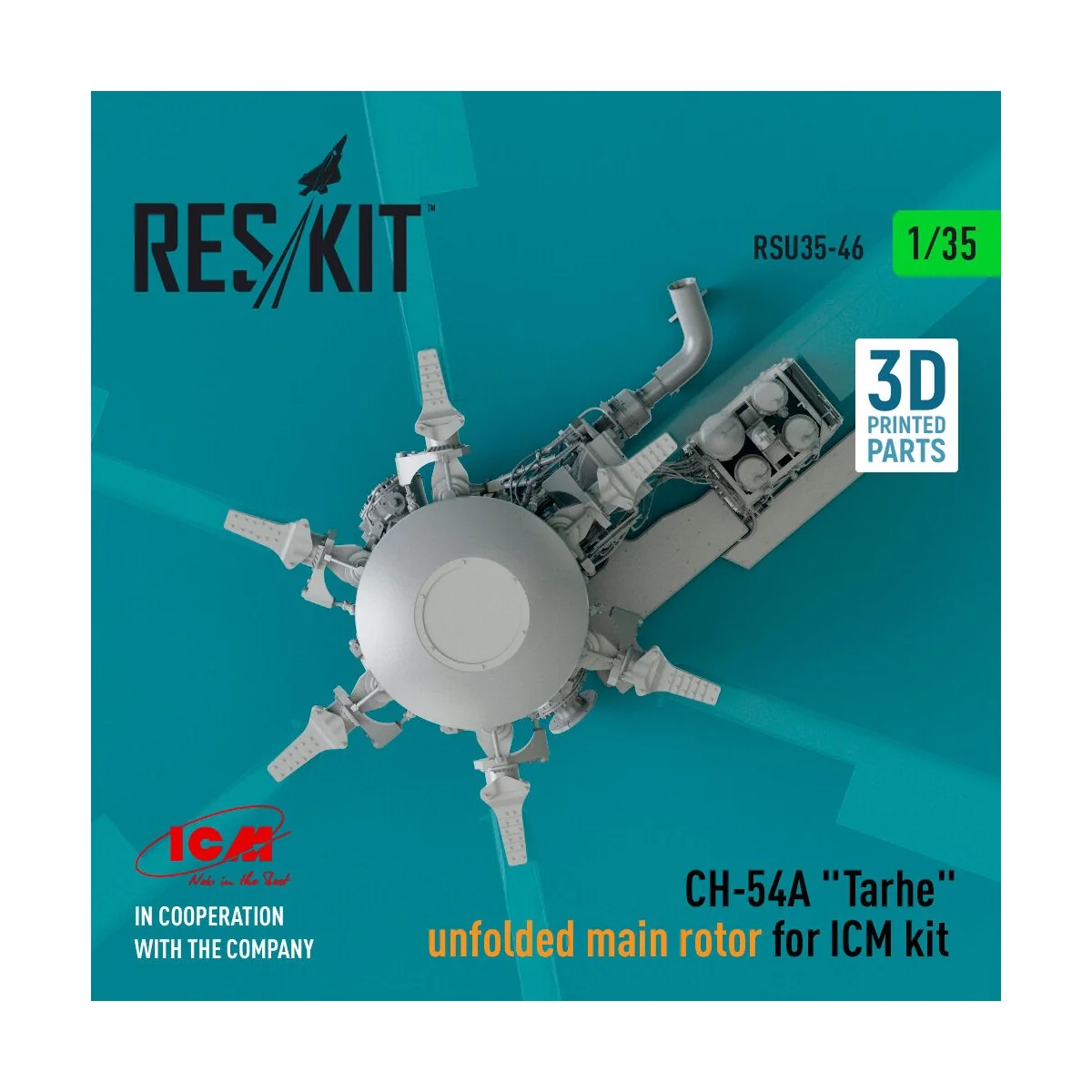 CH-54A Tarhe unfolded main rotor for ICM kit (3D Printed), 1/35 - R...